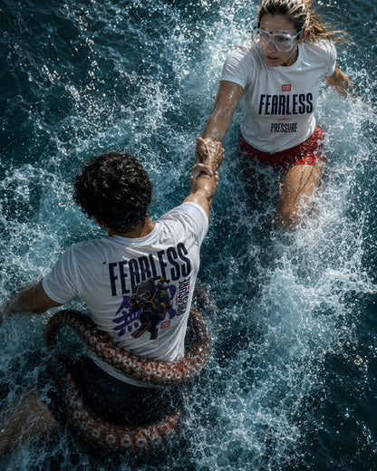Fearless Pressure scuba diver graphic T-Shirt | Japanese kanji streetwear